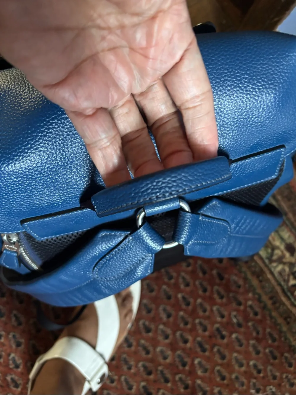 Coach Blue Pebbled Leather Men's Backpack